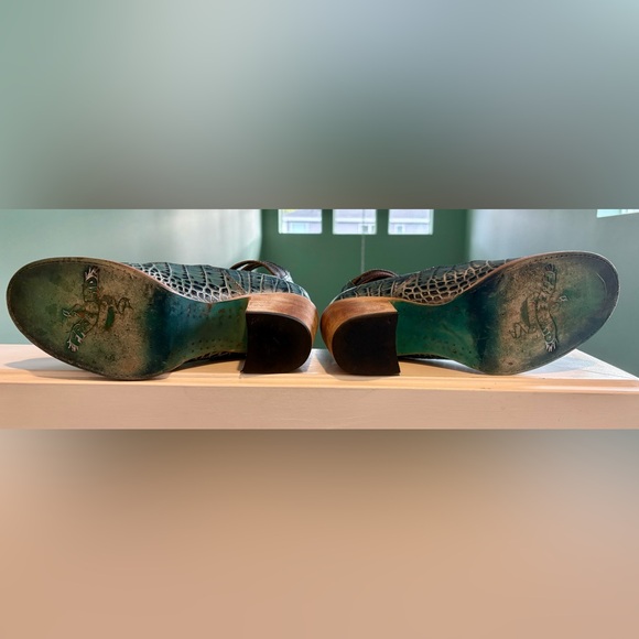 Freebird Randi Turquoise Croc Patterned Heels - Picture 4 of 4